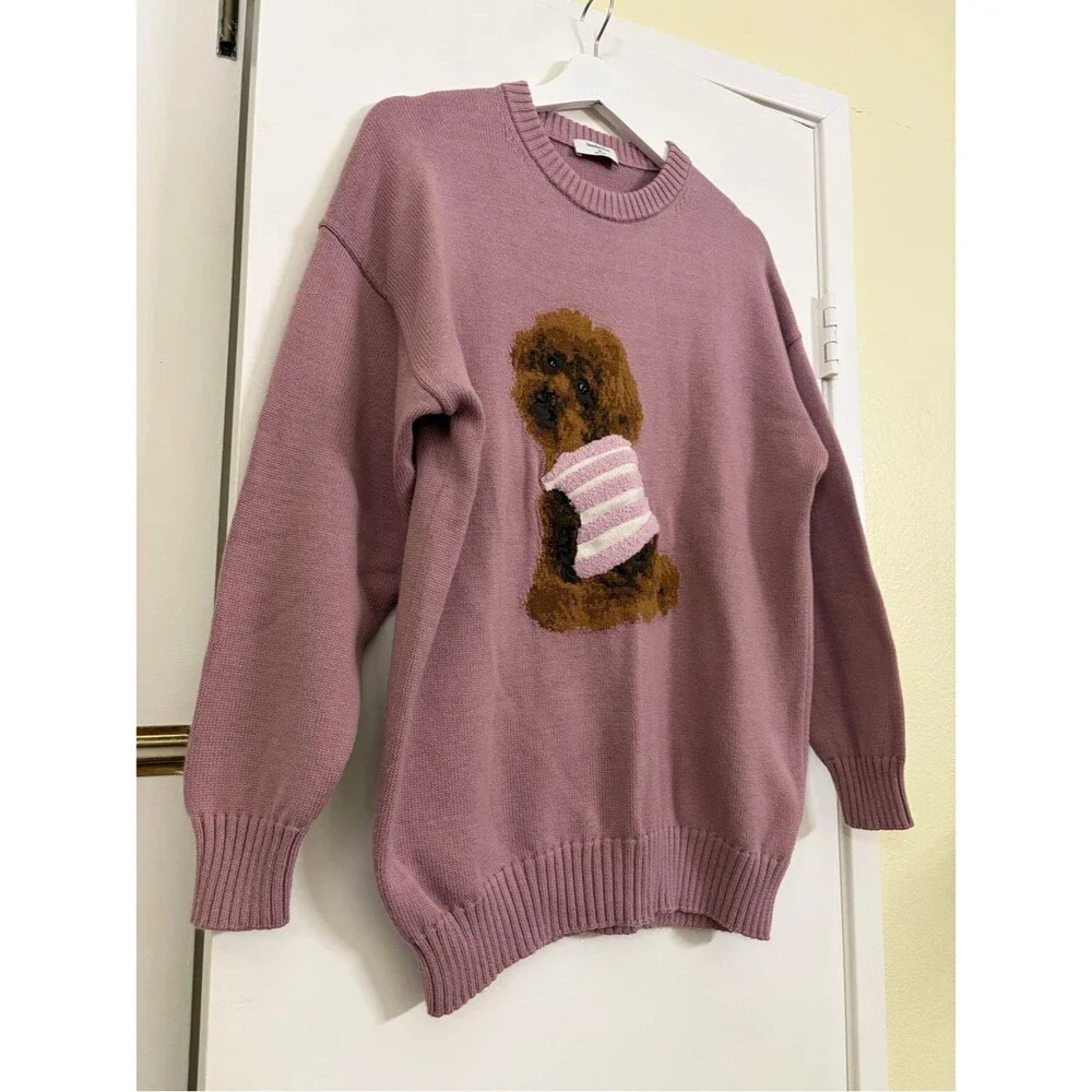 Aritzia Sunday Best Peggy Icon Dog Graphic Cotton Cashmere Sweater XS
